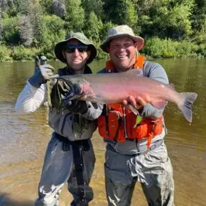two men displaying their king salmon caught on the talachulitna river with tal-adventures lodge