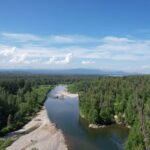 Scenic view of the talachulitna river in Alaska where Tal-Adventure Lodge holds jet boat fishing trips