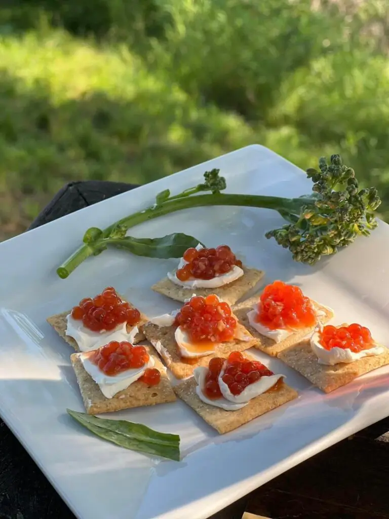 delicious alaskan meals along the talachulitna river, tal-adventures lodge serves cavier fresh from the tal