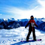 Snowboarded on Snow Covered Mountain