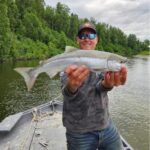 silver salmon caught during tal-adventure lodge's jet boat fishing package in alaska